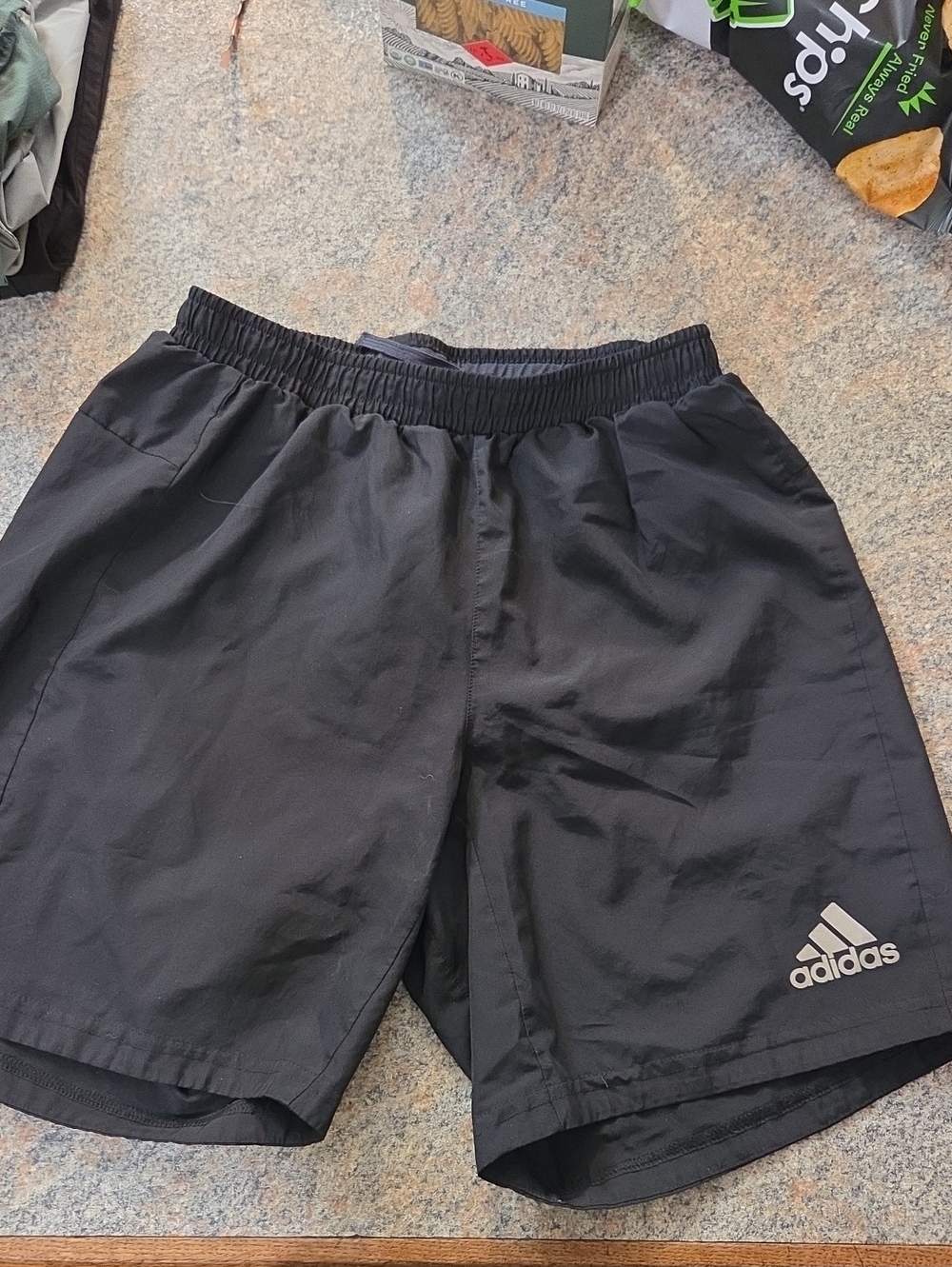adidas Black Men's Athletic Shorts with White Logo